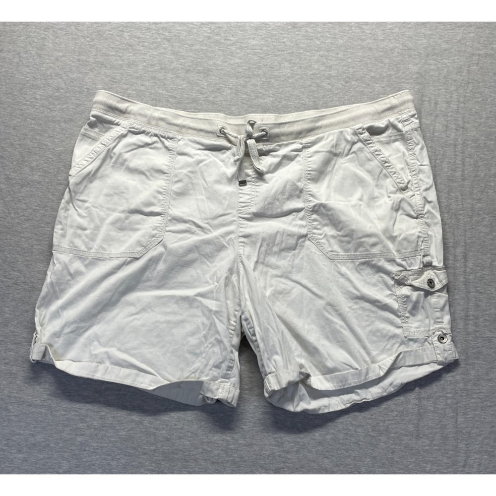 Terra & Sky Cargo Shorts Womens 3X (24W-26W) White Utility Pockets Drawstring